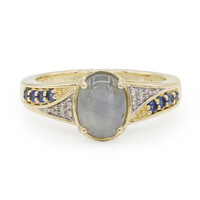 9K Silver Star Sapphire Gold Ring