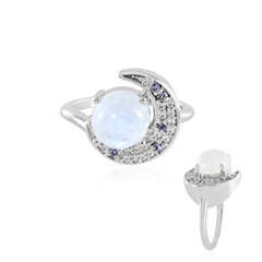 Rainbow Moonstone Silver Ring