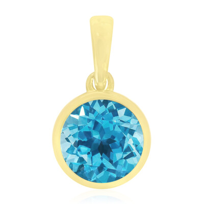 9K Swiss Blue Topaz Gold Pendant