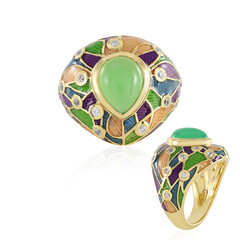 Green Chalcedony Silver Ring (Adela Silber)