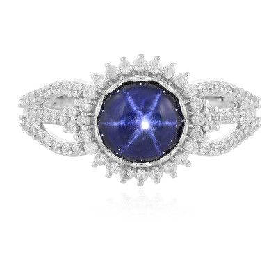 Blue Star Sapphire Silver Ring