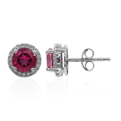 Pink Topaz Silver Earrings