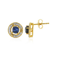 Blue Star Sapphire Silver Earrings