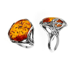 Baltic Amber Silver Ring