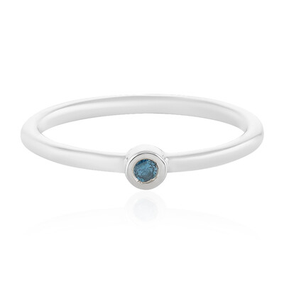 Blue Diamond Silver Ring