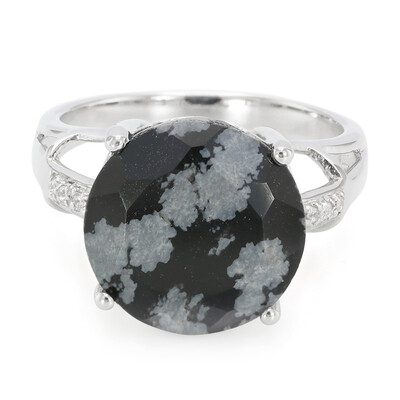 Snowflake Obsidian Silver Ring