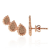 9K SI1 Argyle Rose De France Diamond Gold Earrings