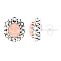 Rhodochrosite Silver Earrings