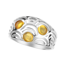 Lemon Baltic Amber Silver Ring