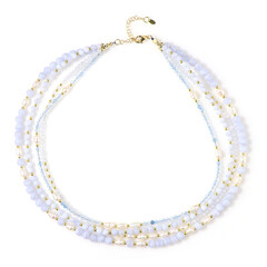 Blue Lace Agate Silver Necklace (Riya)