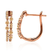 9K SI1 Argyle Rose De France Diamond Gold Earrings