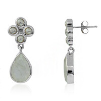 White Labradorite Silver Earrings