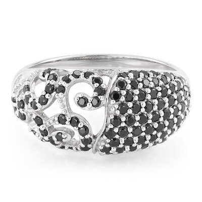Black Spinel Silver Ring