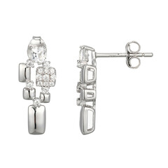 White Topaz Silver Earrings (Adela Silber)