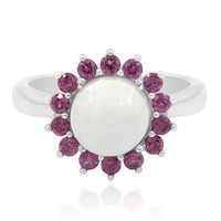White Jadeite Silver Ring