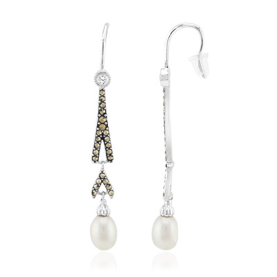 White Freshwater Pearl Silver Earrings