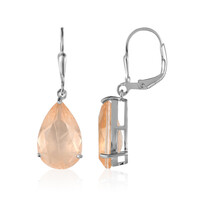 Peach Pastel Quartz Silver Earrings