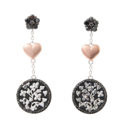 Black Diamond Silver Earrings