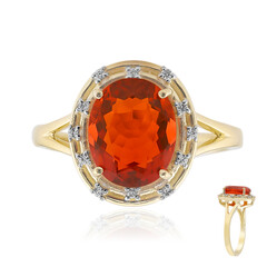 9K AAA Mexican Fire Opal Gold Ring