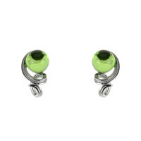 Colombian green Amber Silver Earrings
