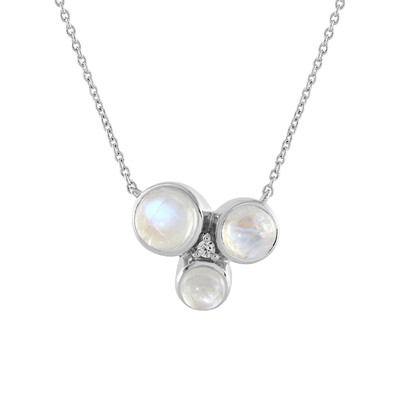 Rainbow Moonstone Silver Necklace (KM by Juwelo)