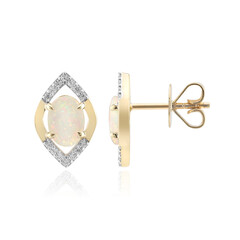 9K Brazilian White Opal Gold Earrings