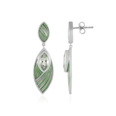 Green Amethyst Silver Earrings (Adela Silber)