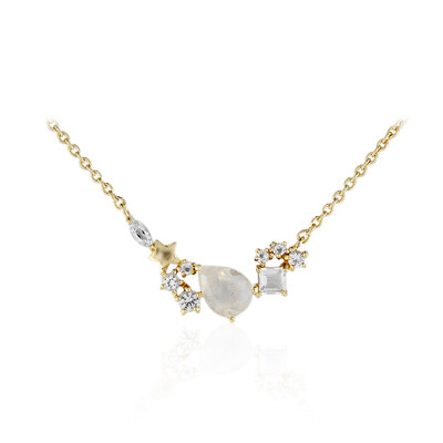 Rainbow Moonstone Silver Necklace