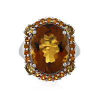 Cognac Quartz Silver Ring
