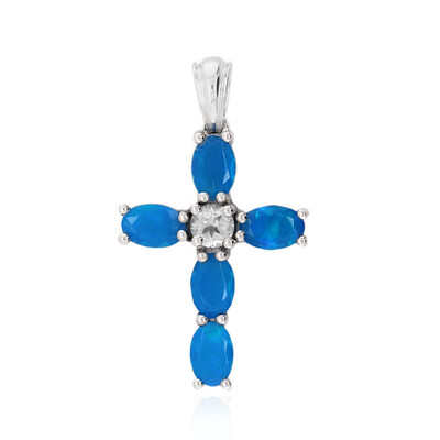 Neon Blue Opal Silver Pendant