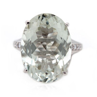 Green Amethyst Silver Ring