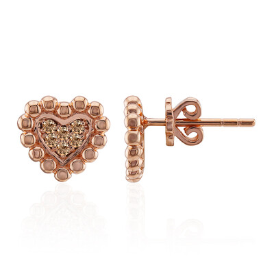 9K SI1 Argyle Rose De France Diamond Gold Earrings (Annette)