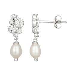 White Freshwater Pearl Silver Earrings