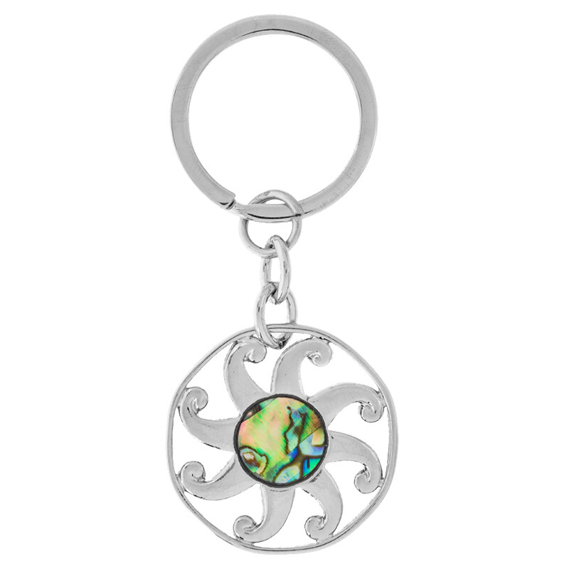 New Zealand Abalone Shell Brass Keychain, 12mm