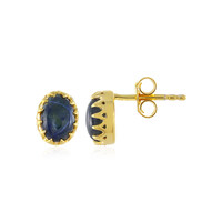 Blue Star Sapphire Silver Earrings