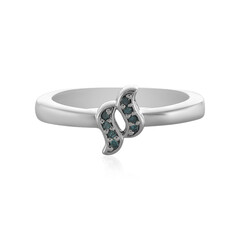 I2 Blue Diamond Silver Ring