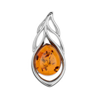 Cognac Baltic Amber Silver Pendant