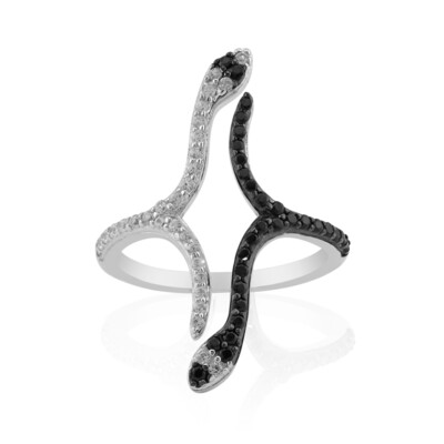 Black Spinel Silver Ring