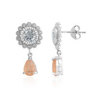 Peach Pastel Quartz Silver Earrings