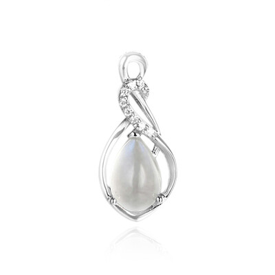 Tanzanian Rainbow Moonstone Silver Pendant