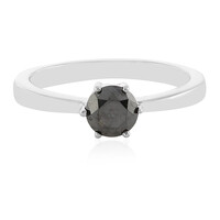 Black Diamond Silver Ring