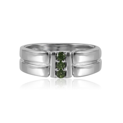 I1 Green Diamond Silver Ring
