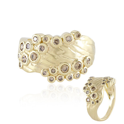 9K I2 Champagne Diamond Gold Ring (de Melo)