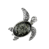 Green Baltic Amber Silver Pendant