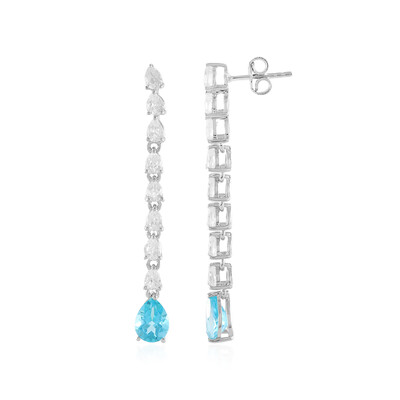 Paraiba Color Topaz Silver Earrings