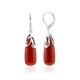 Red Agate Silver Earrings