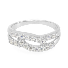 Rainbow Moonstone Silver Ring