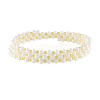 White Freshwater Pearl Steel Bangle (Riya)