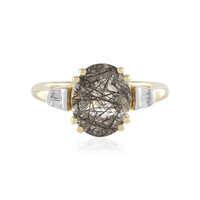 Black Rutile Quartz Silver Ring