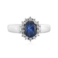 Blue Star Sapphire Silver Ring
